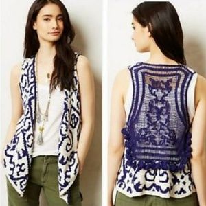 Anthropologie blue/white vest